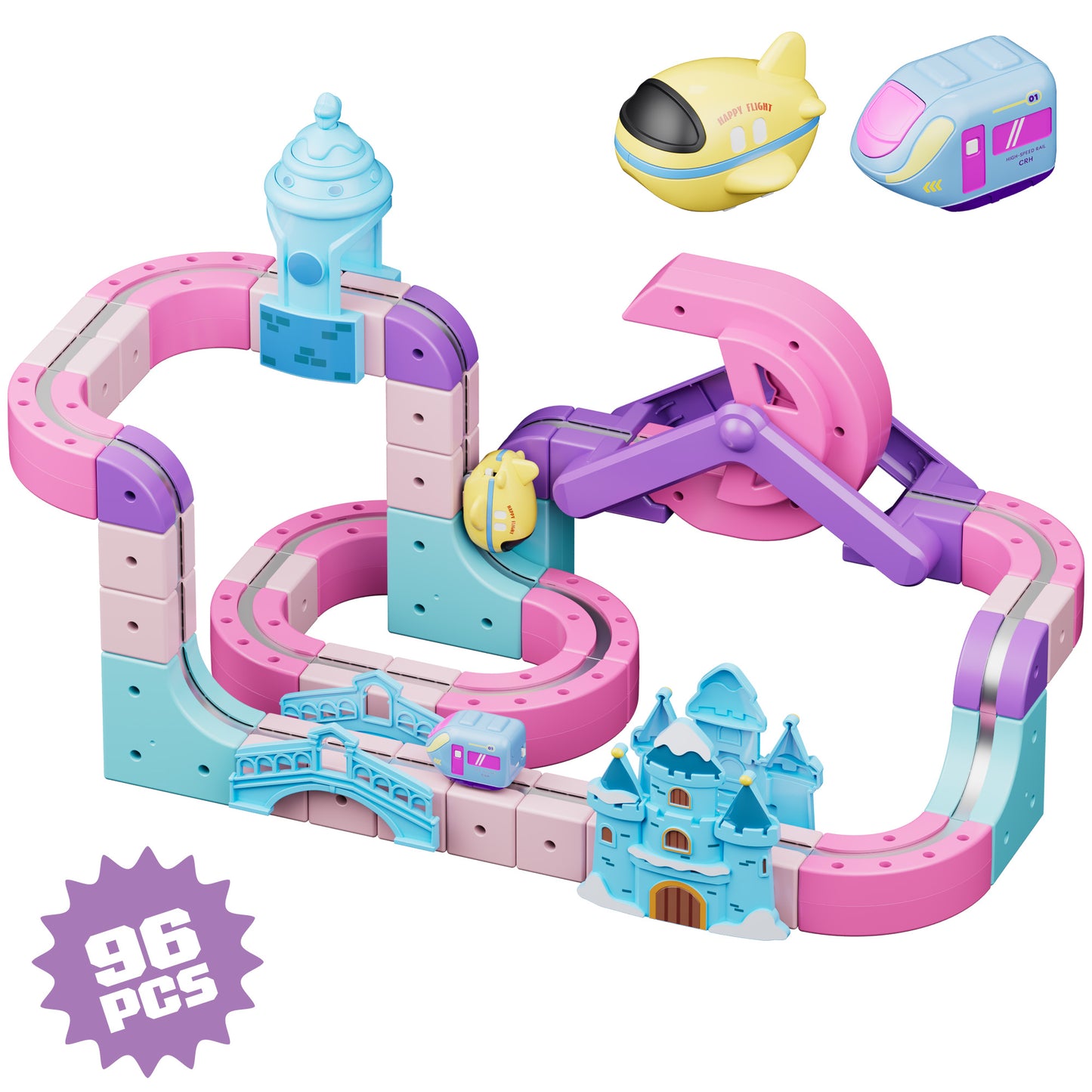 Contixo MT6 Princess Magnetic Train Track Set | Motorized STEM Castle Toy