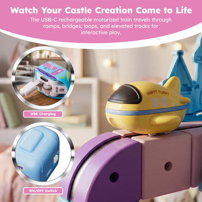 Contixo MT6 Princess Magnetic Train Track Set | Motorized STEM Castle Toy