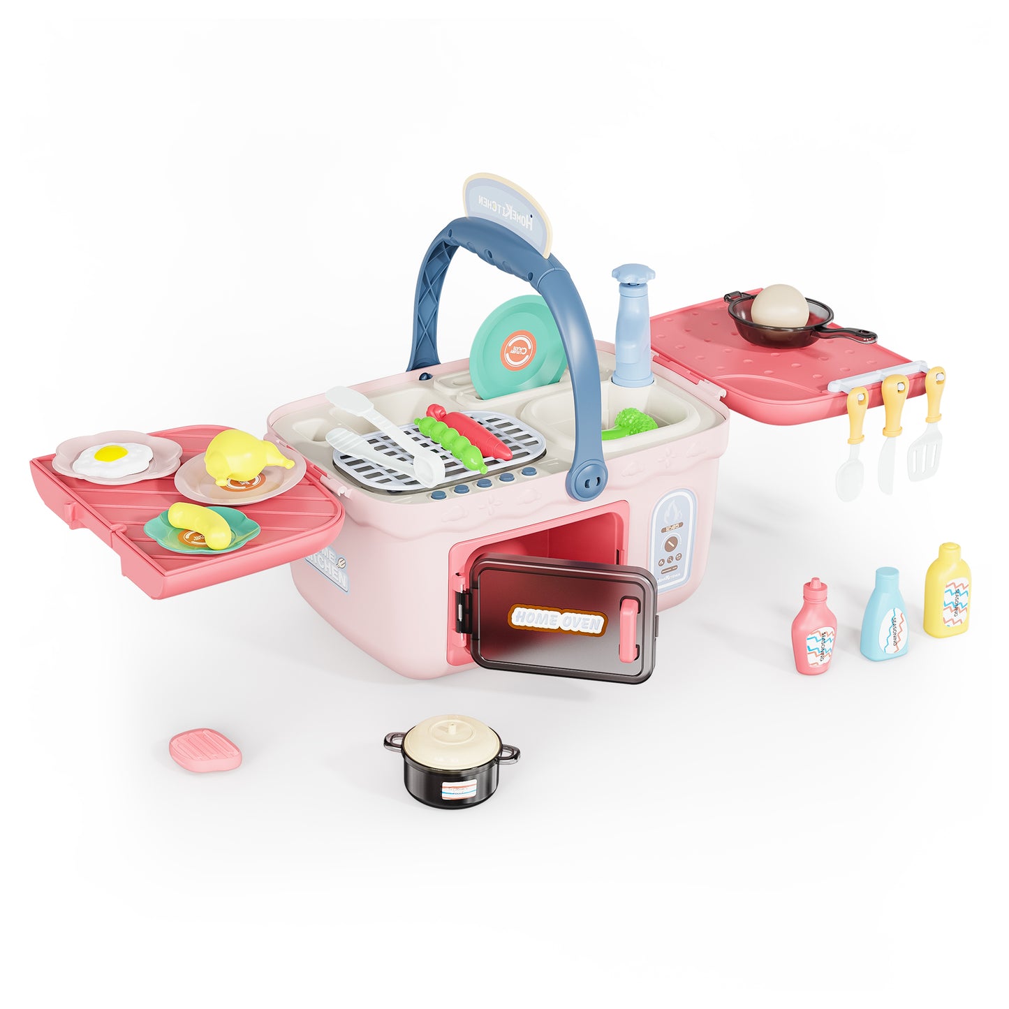 Contixo Kids Kitchen & Picnic Playset, Toddler Toys, Ages 3+, Interactive Grill, Sink & Oven, Mini Kitchen w/ Music & Lights, Color-Changing Foods, Boys & Girls