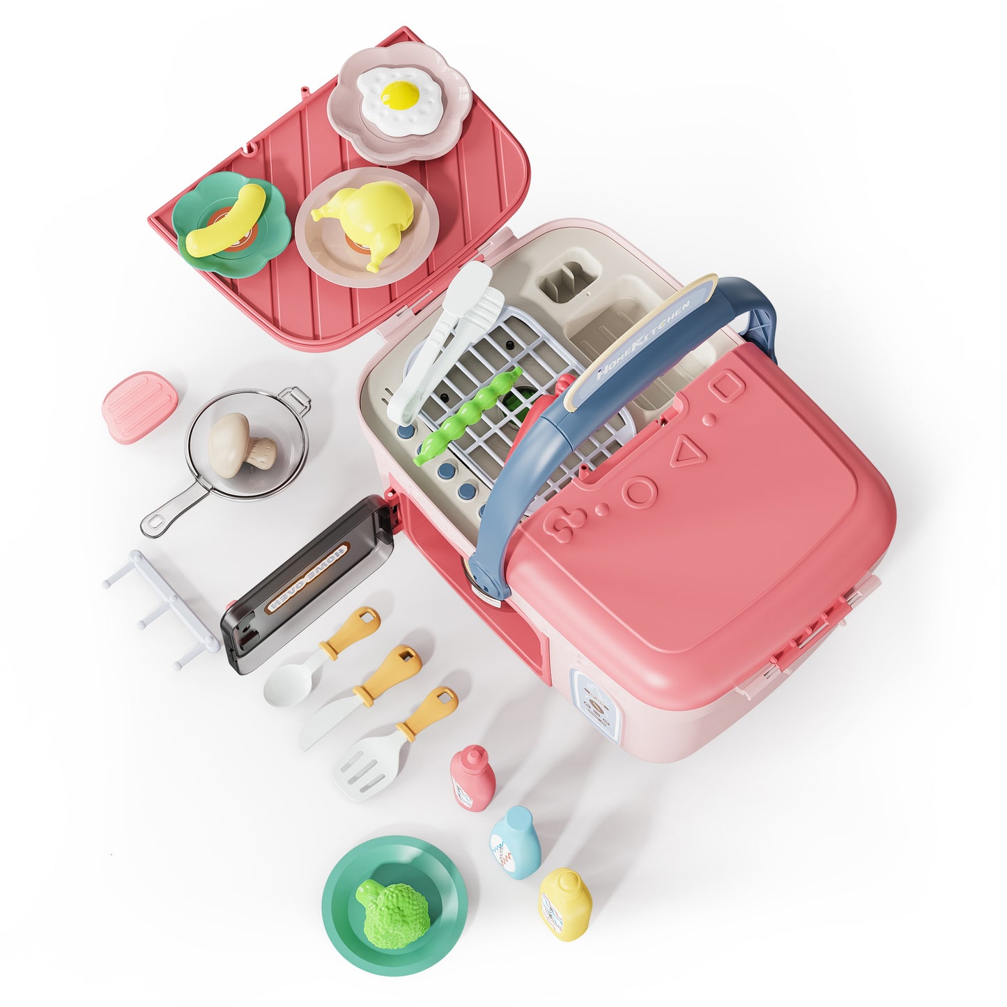 Contixo Kids Kitchen & Picnic Playset, Toddler Toys, Ages 3+, Interactive Grill, Sink & Oven, Mini Kitchen w/ Music & Lights, Color-Changing Foods, Boys & Girls