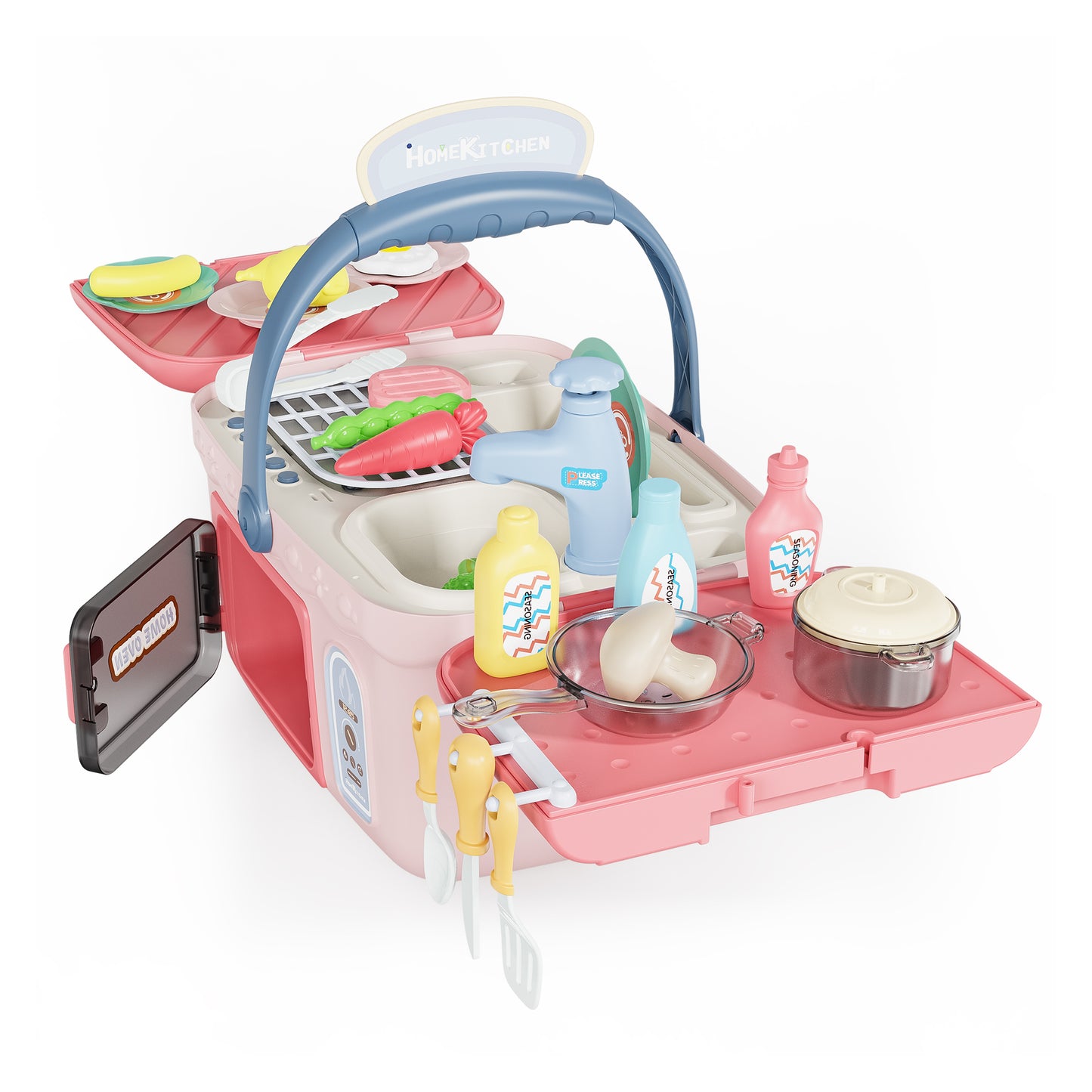 Contixo Kids Kitchen & Picnic Playset, Toddler Toys, Ages 3+, Interactive Grill, Sink & Oven, Mini Kitchen w/ Music & Lights, Color-Changing Foods, Boys & Girls
