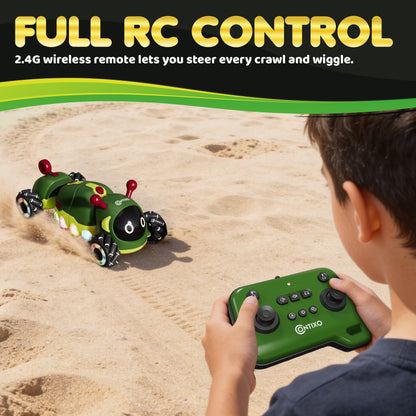 Contixo RC1 Mech Stunt Caterpillar Car for Kids - Futuristic 360° Omni-Directional RC Vehicle with Mist Spray, Colorful LED Lights & Sound, Flexible Torsion Body All-Terrain Stunt Car, 2.4GHz Remote Control Toy