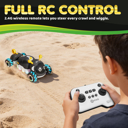 Contixo RC1 Mech Stunt Caterpillar Car for Kids - Futuristic 360° Omni-Directional RC Vehicle with Mist Spray, Colorful LED Lights & Sound, Flexible Torsion Body All-Terrain Stunt Car, 2.4GHz Remote Control Toy