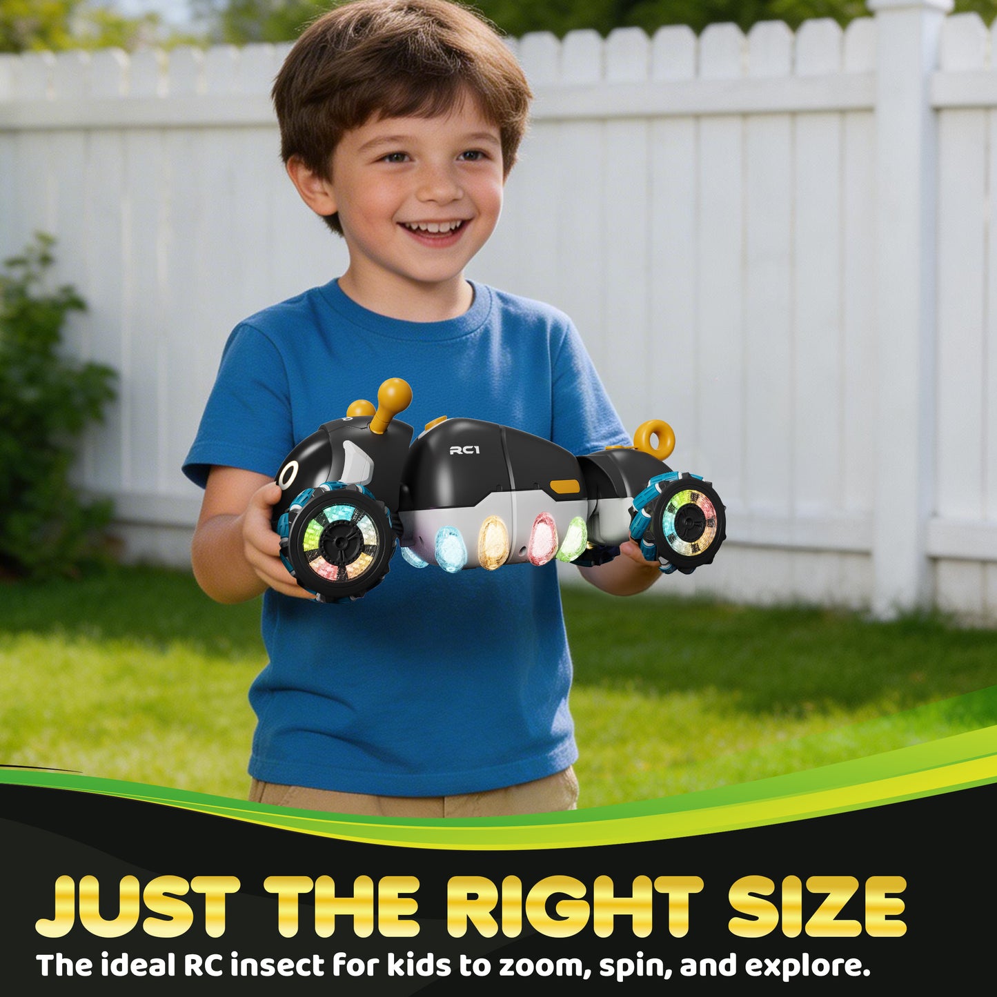 Contixo RC1 Mech Stunt Caterpillar Car for Kids – Futuristic 360° Omni-Directional RC Vehicle with Mist Spray, Colorful LED Lights & Sound, Flexible Torsion Body All-Terrain Stunt Car, 2.4GHz Remote Control Toy