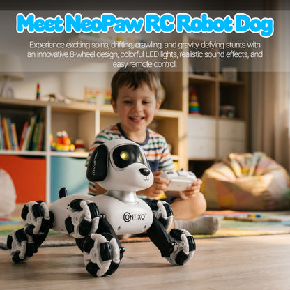 Contixo RC6 NeoPaw 8-Wheel RC Robot Dog with 360° Drifting & LED Lights