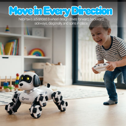 Contixo RC6 NeoPaw 8-Wheel RC Robot Dog with 360° Drifting & LED Lights