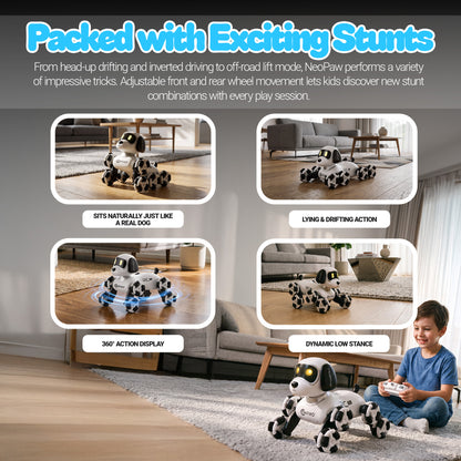 Contixo RC6 NeoPaw 8-Wheel RC Robot Dog with 360° Drifting & LED Lights
