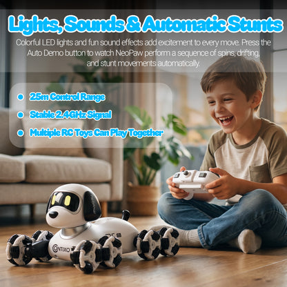 Contixo RC6 NeoPaw 8-Wheel RC Robot Dog with 360° Drifting & LED Lights