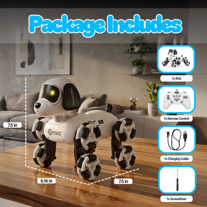 Contixo RC6 NeoPaw 8-Wheel RC Robot Dog with 360° Drifting & LED Lights