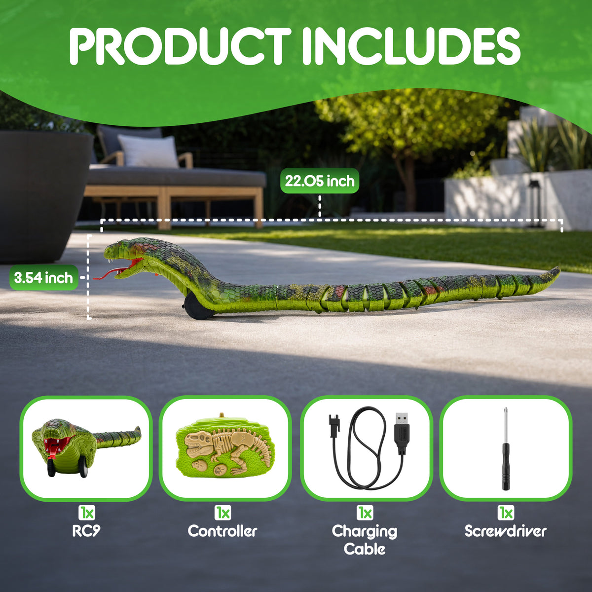 Contixo RC9 Cobra Snake | 22-Inch Realistic Slithering Remote Control Toy