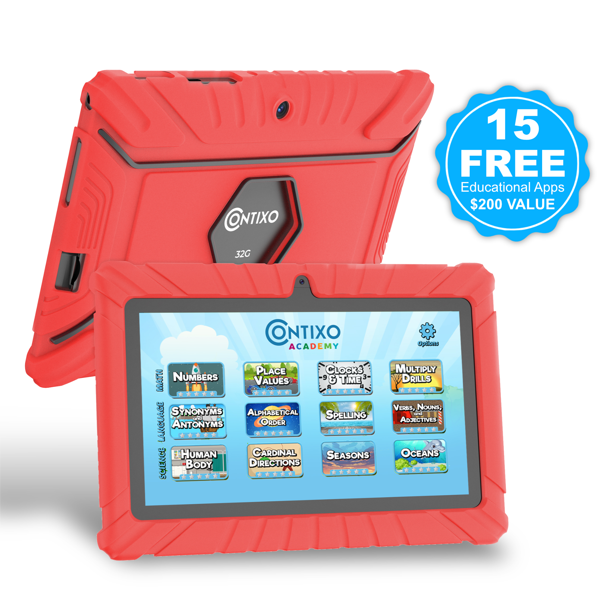 Contixo 7" Kids Tablet, 2024 Model, STEM Learning, Educational Tablet for Ages 3-12, Contixo Academy, Android 11