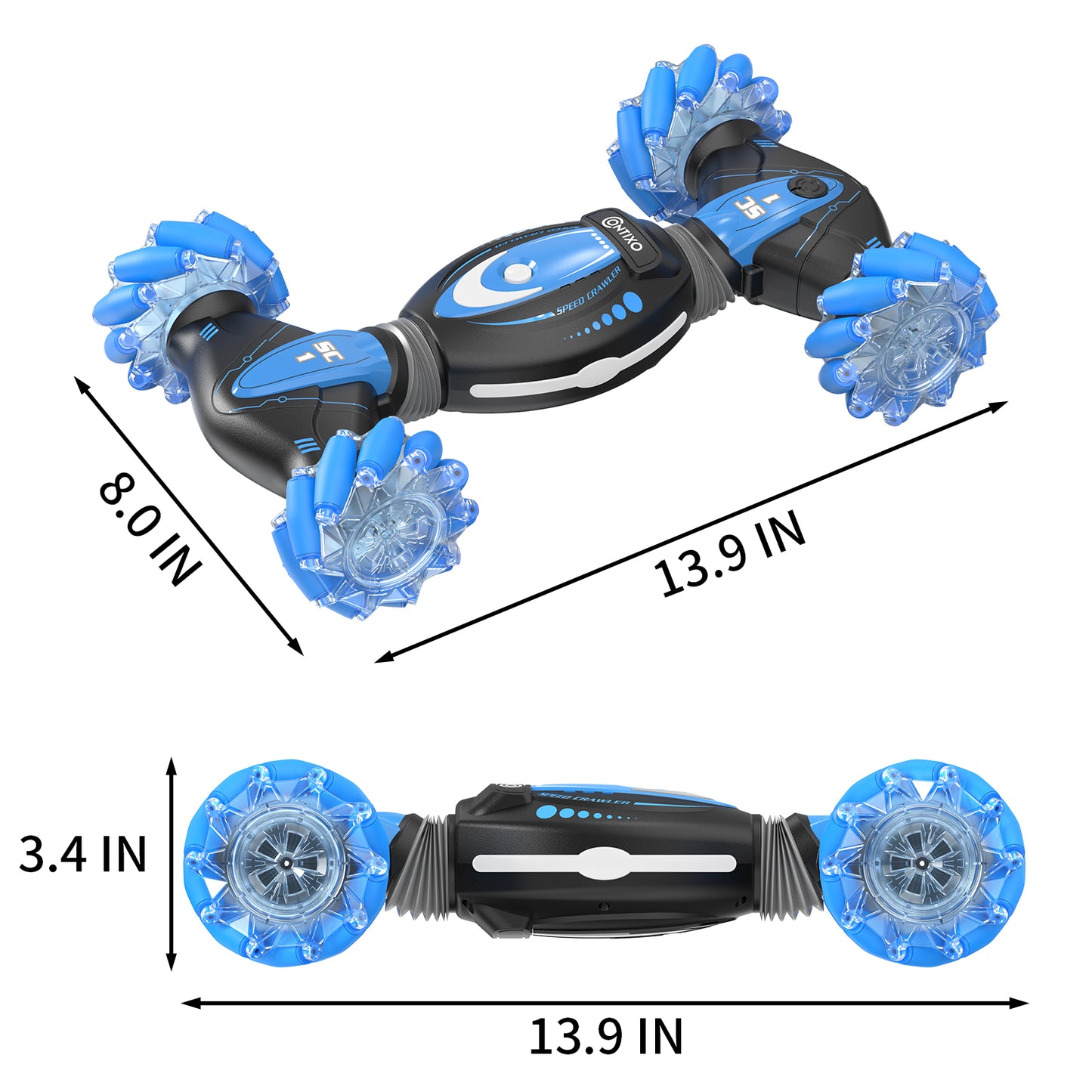 Contixo SC1 Gesture Sensing Stunt RC Car - 4WD Double Sided, Hand Sensor, Blue