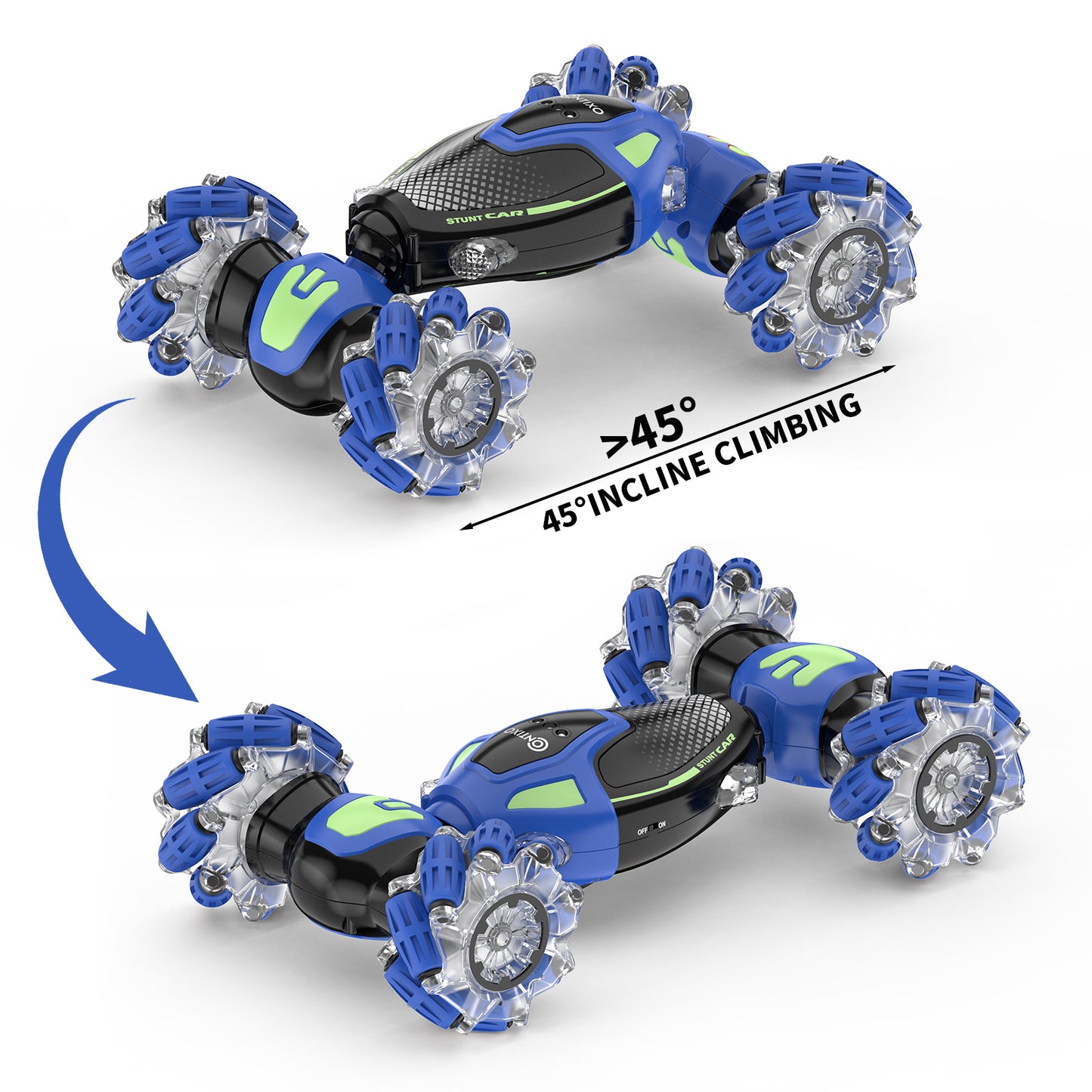 Contixo SC10 Cobra Speed Crawler RC Stunt Car - 4WD with Remote & Gesture Control, Blue