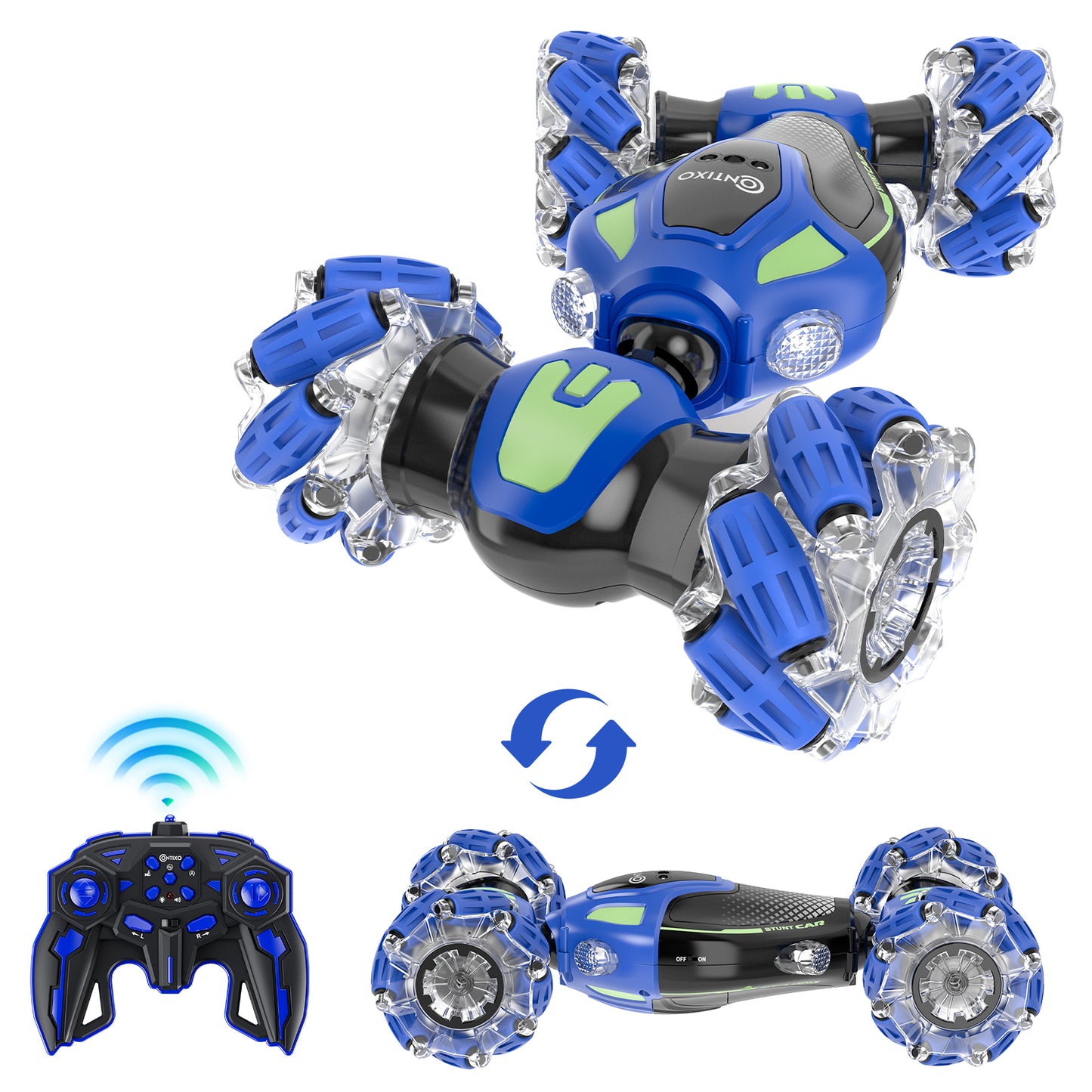Contixo SC10 Cobra Speed Crawler RC Stunt Car - 4WD with Remote & Gesture Control, Blue