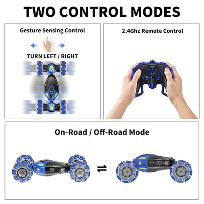 Contixo SC10 Cobra Speed Crawler RC Stunt Car - 4WD with Remote & Gesture Control, Blue