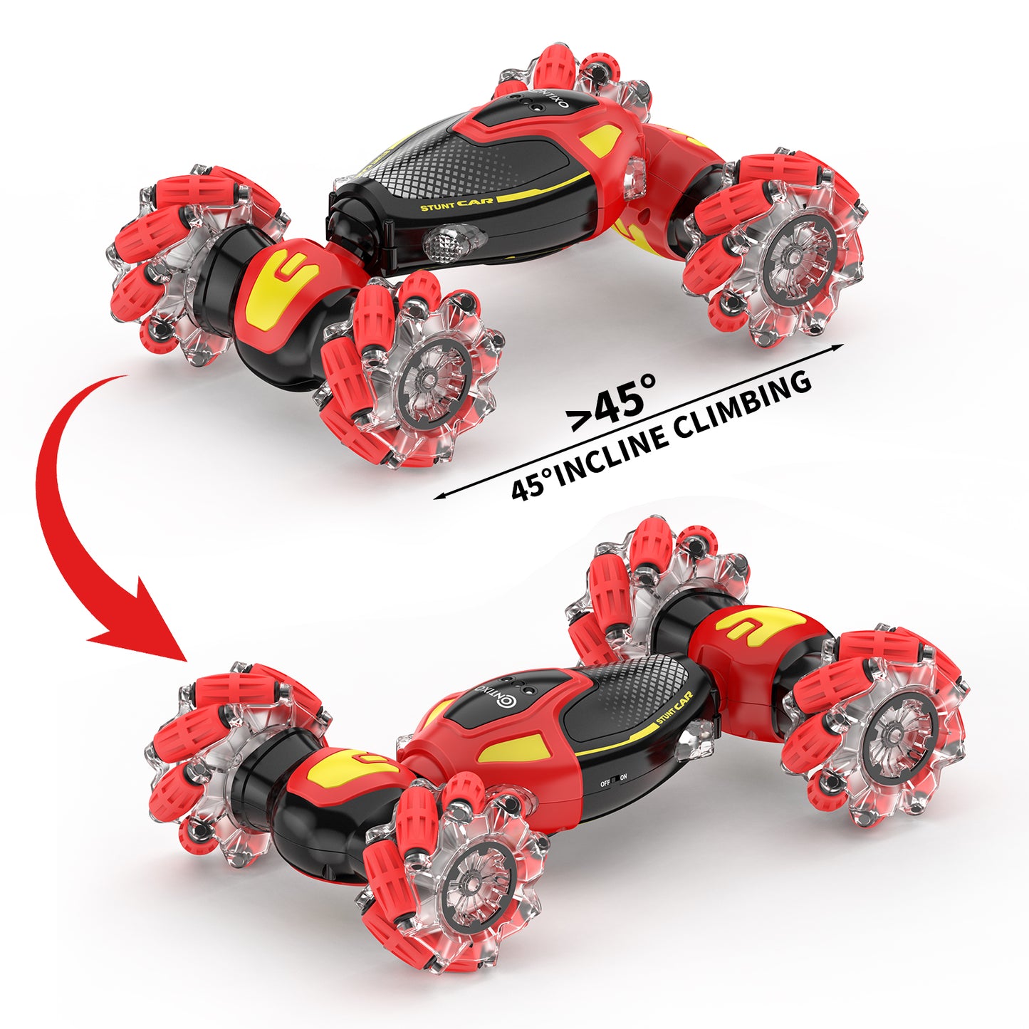 Contixo SC10 Cobra Speed Crawler RC Stunt Car - 4WD with Remote & Gesture Control, Red