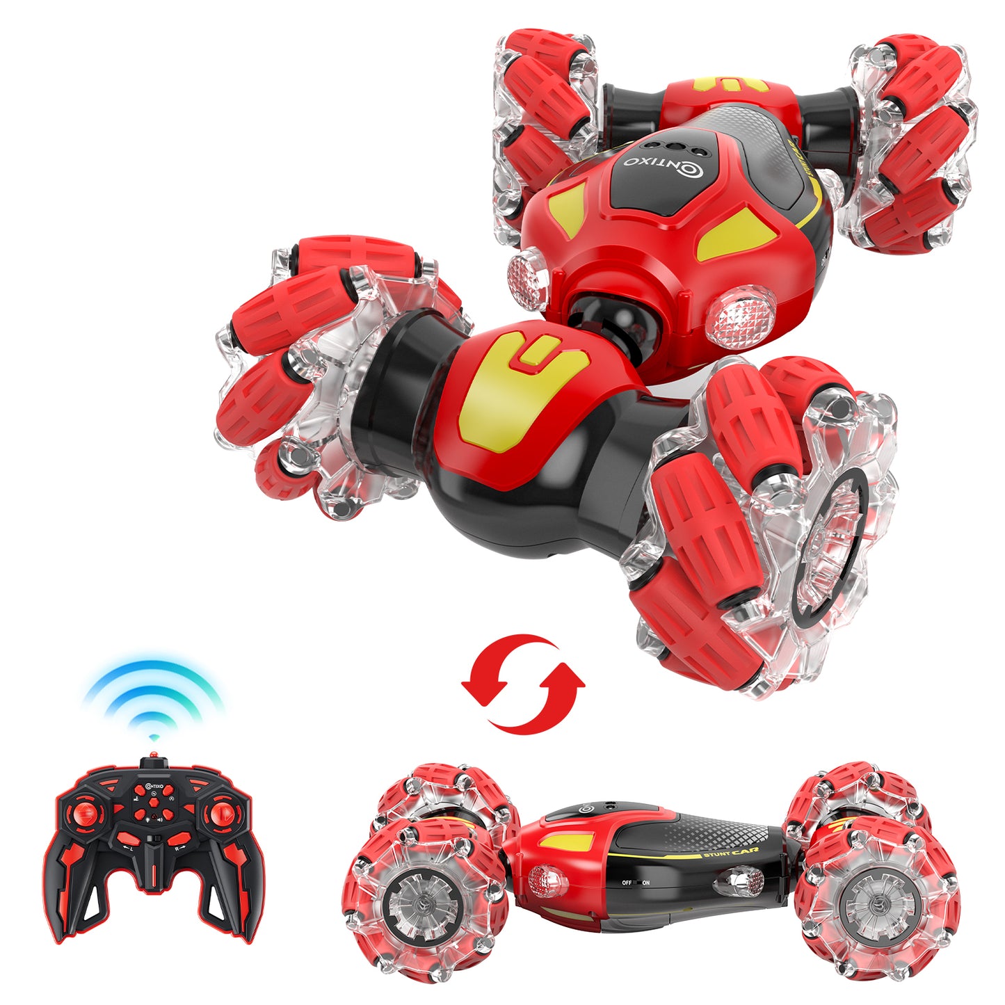 Contixo SC10 Cobra Speed Crawler RC Stunt Car - 4WD with Remote & Gesture Control, Red