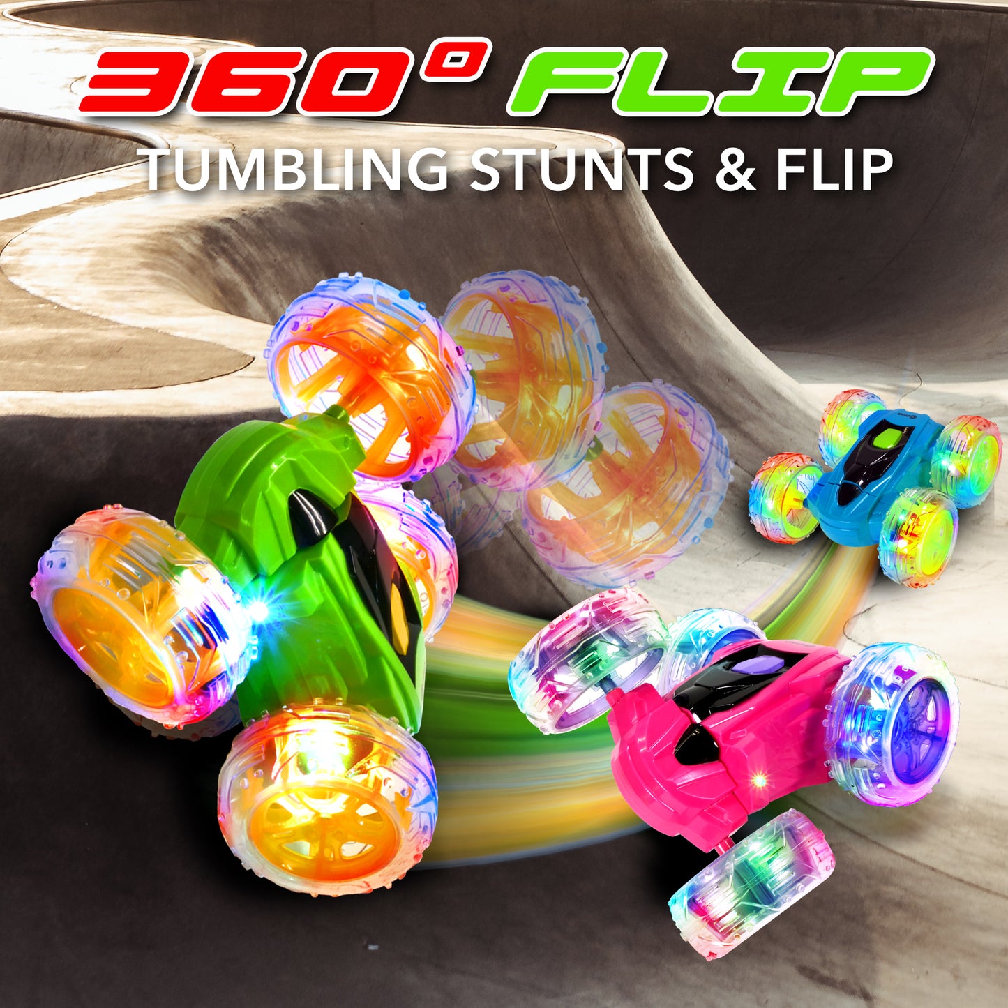 Contixo RC Stunt Car 4WD - 360- Spins, LED Lights, & Thr