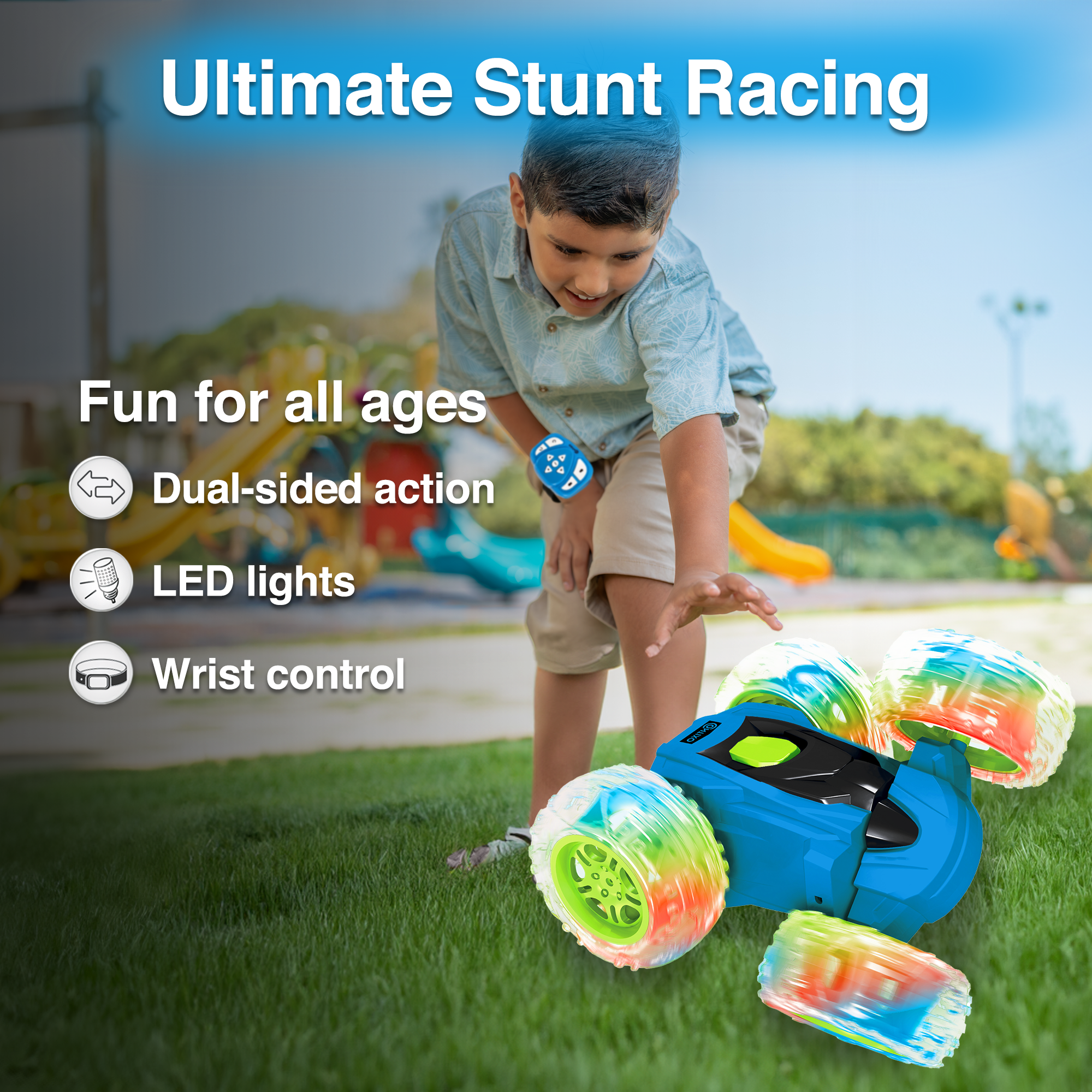 Contixo RC Stunt Car 4WD – 360° Spins, LED Lights, & Thrilling Fun