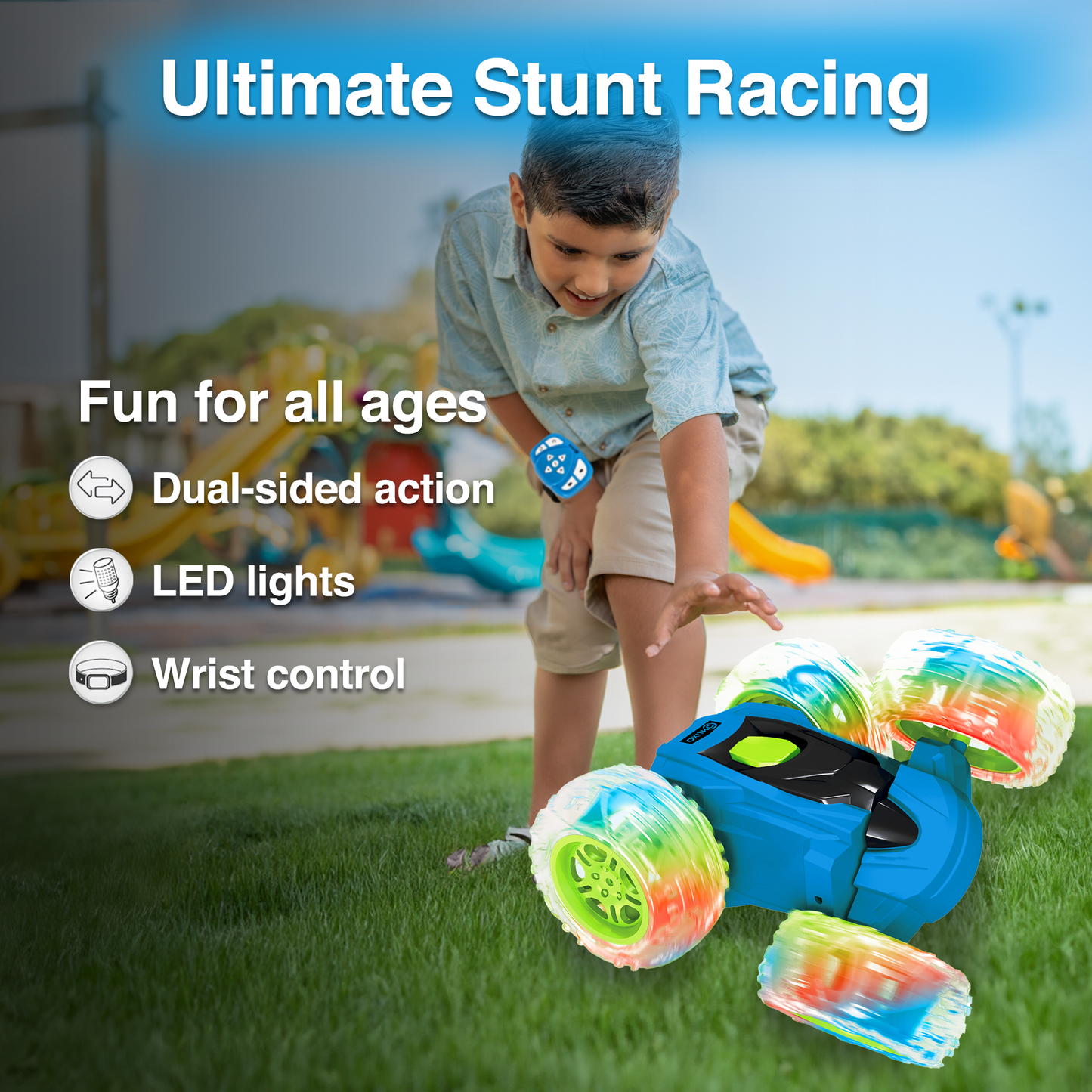 Contixo RC Stunt Car 4WD - 360- Spins, LED Lights, & Thr