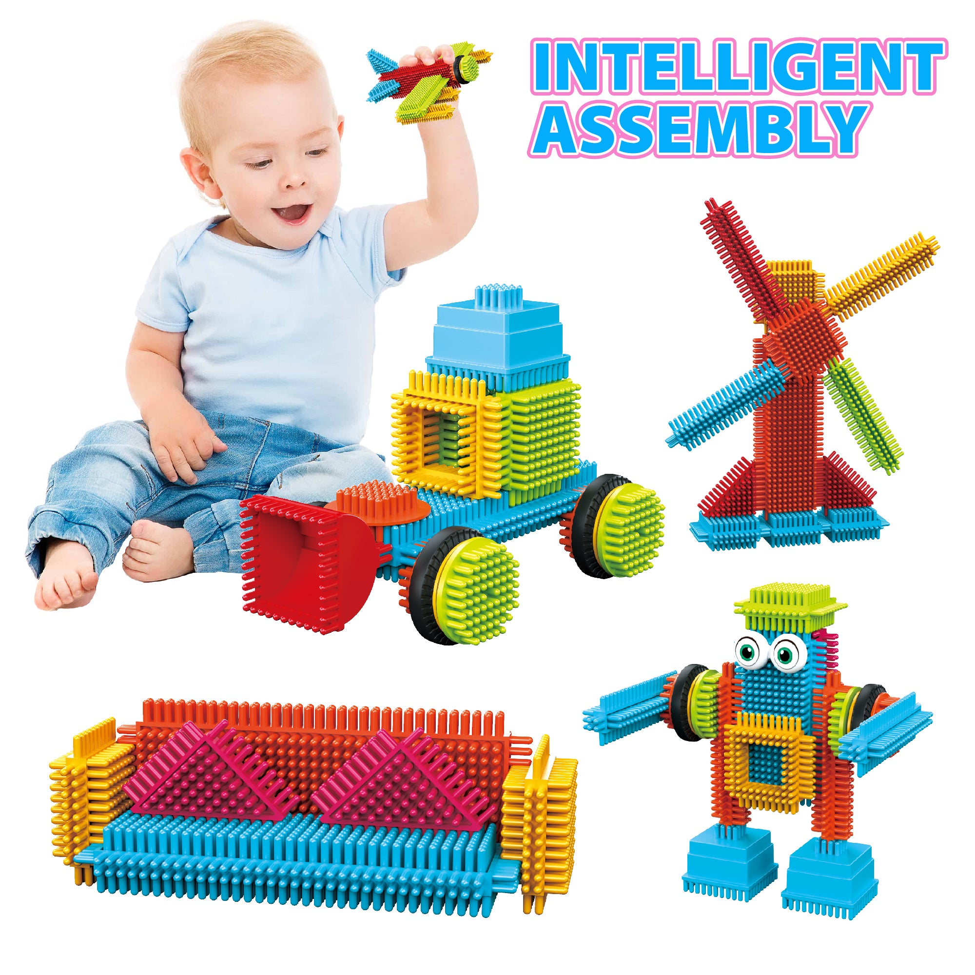 Contixo ST6 100 pcs Bristle Shape 3D Tile STEM Building Block Set