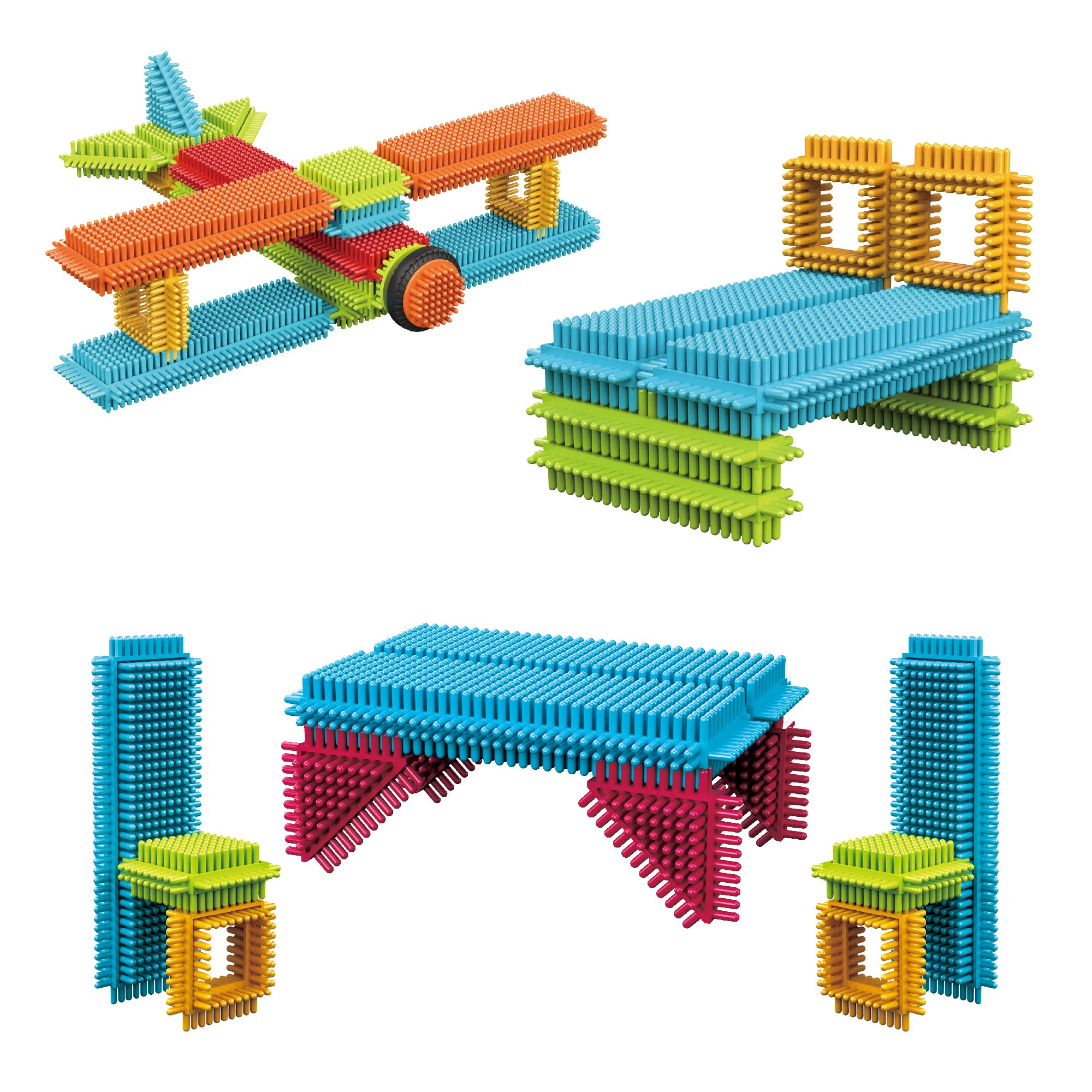 Contixo ST6 100 pcs Bristle Shape 3D Tile STEM Building Block Set