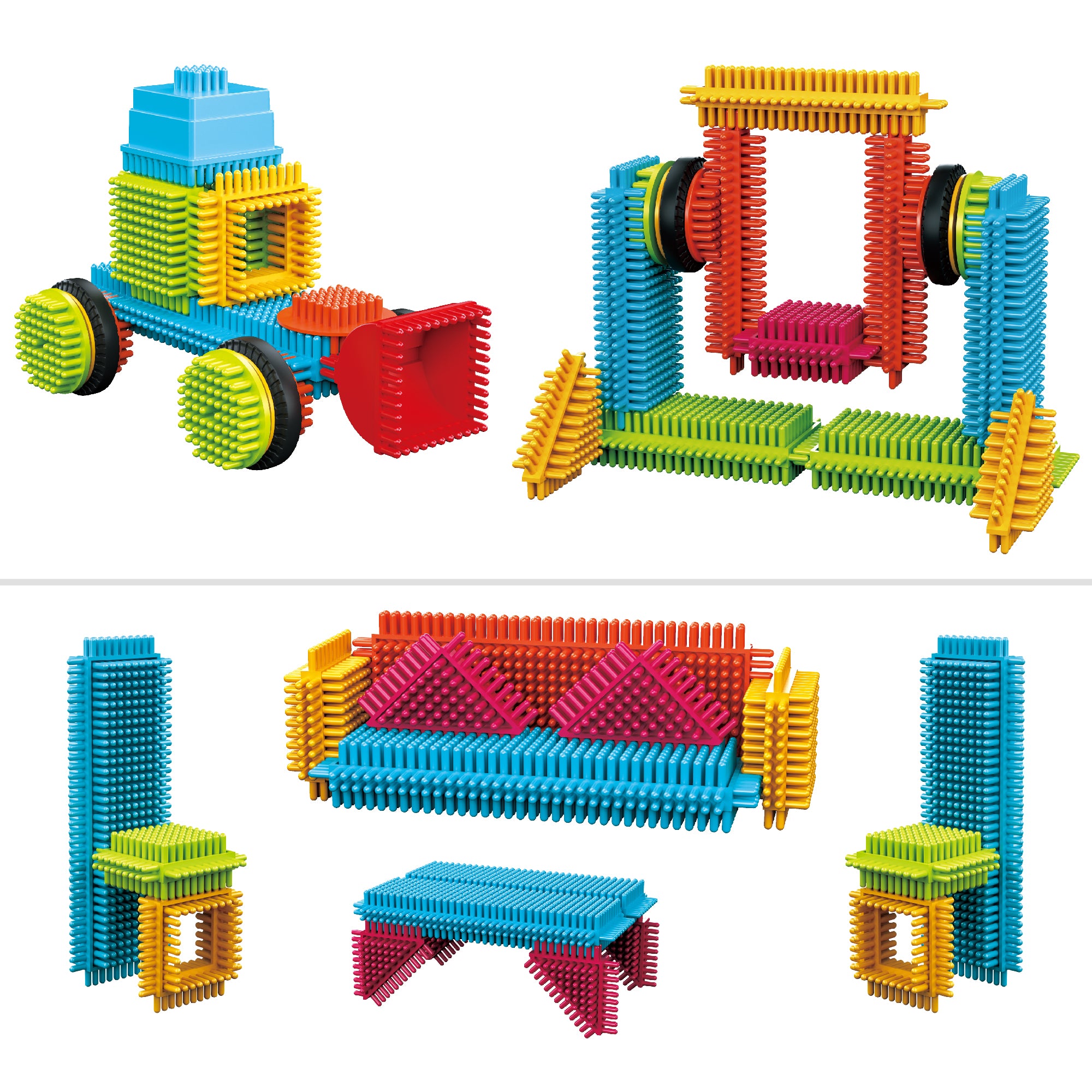 Contixo ST7 244 pcs Bristle Shape 3D Tile STEM Building Block Set