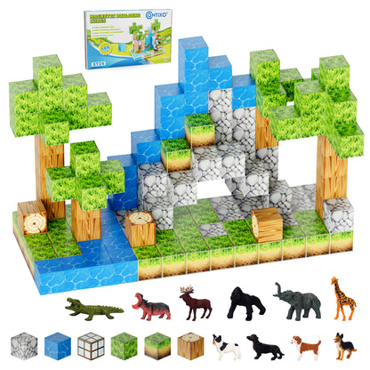 Contixo ST14 Magnetic Blocks, 145 PCS Magnetic Building Cube Game, Sensory Toys for Boys & Girls, STEM Stacking Toy Gifts for Age 3-12
