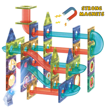 Contixo ST8 Magnetic Light-Up 3D Tiles Building Set - 110 Piece STEM Marble Run Blocks for Kids, Fun Educational Toy for Boys & Girls Ages