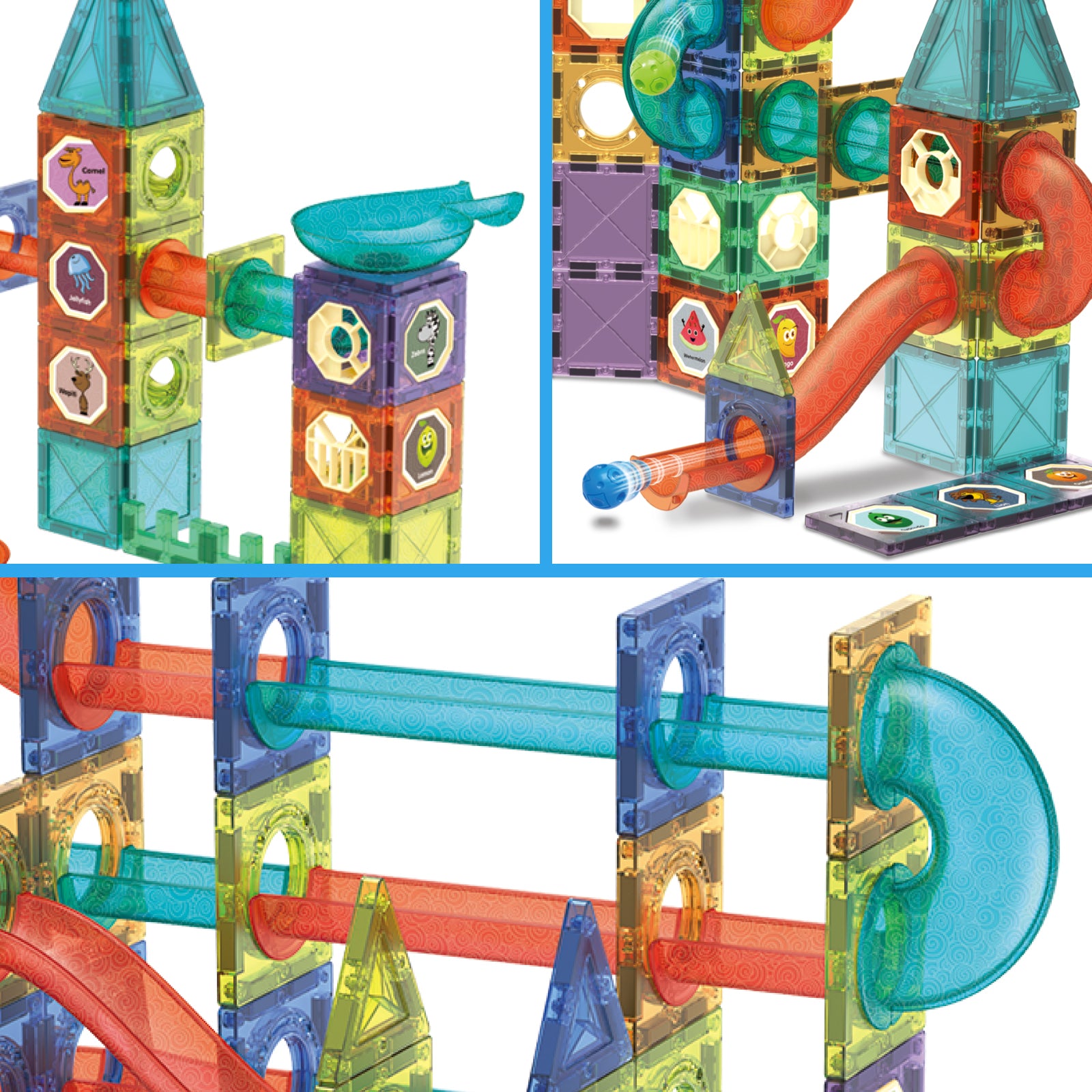 Contixo ST8 Magnetic Light-Up 3D Tiles Building Set – 110 Piece STEM Marble Run Blocks for Kids, Fun Educational Toy for Boys & Girls Ages 3-10+