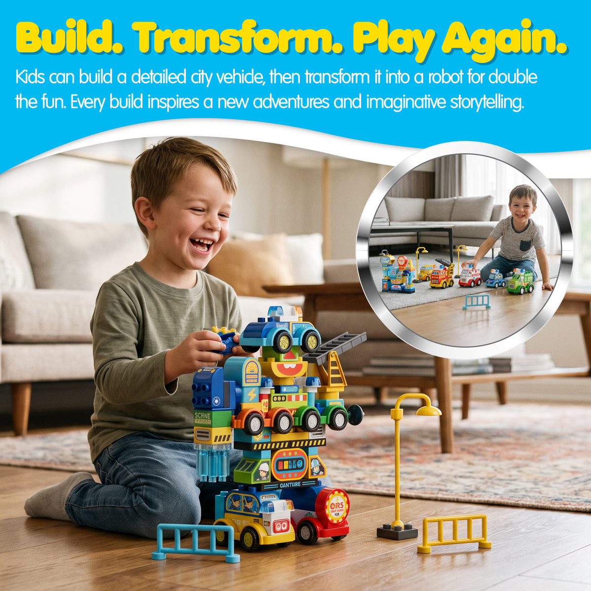 Contixo TF1 2-in-1 Transforming Building Set, 93 Pieces, Ages 3+