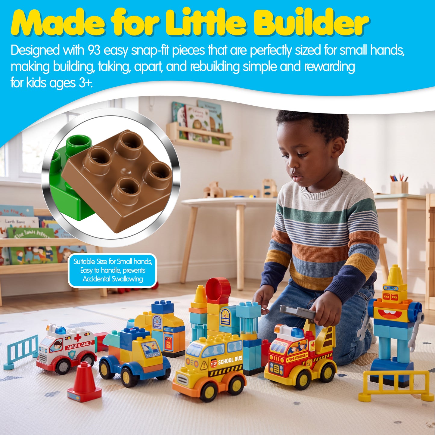 Contixo TF1 2-in-1 Transforming Building Set, 93 Pieces, Ages 3+