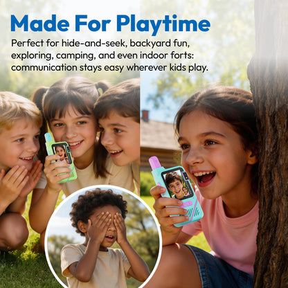 Contixo - TK1 Kids Video Walkie Talkies, 2-Way Video & Voice, Camera, Flashlight, Voice Changer, SOS Alarm - 2 Pack - Blue, Green