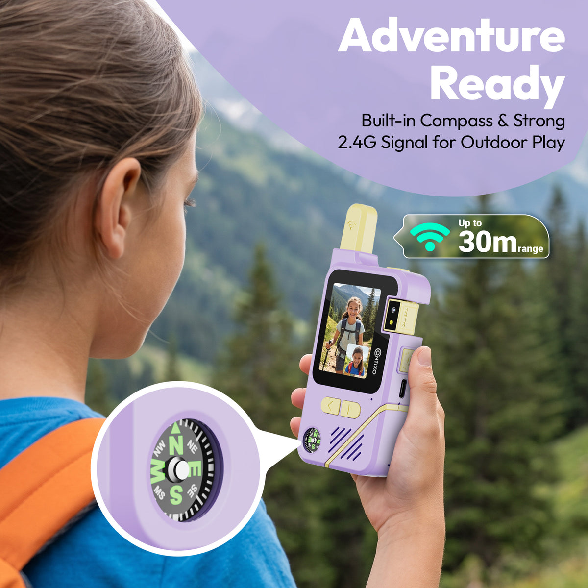 Contixo TK1 Kids Video Walkie Talkies | Pink & Purple 2-Pack with Camera
