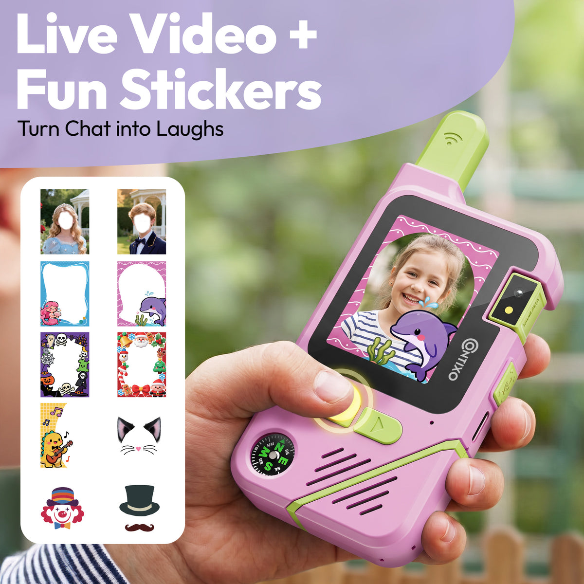 Contixo TK1 Kids Video Walkie Talkies | Pink & Purple 2-Pack with Camera