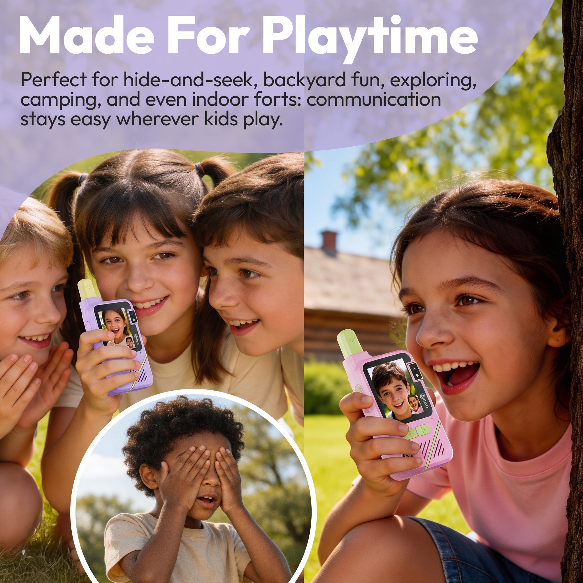 Contixo TK1 Kids Video Walkie Talkies | Pink & Purple 2-Pack with Camera
