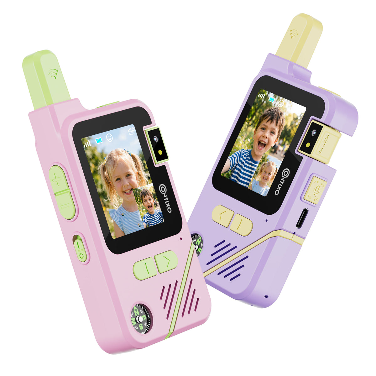 Contixo TK1 Kids Video Walkie Talkies | Pink & Purple 2-Pack with Camera