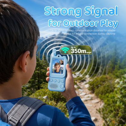 Contixo TK2 Kids Video Walkie Talkies with Camera (2 Pack) - 2.0” Screen Video Intercom, Voice & Photo Messaging, Kids 2-Way Radio with Emojis & Games, Rechargeable 2.4G Walkie Talkies for Boys & Girls Ages 3+