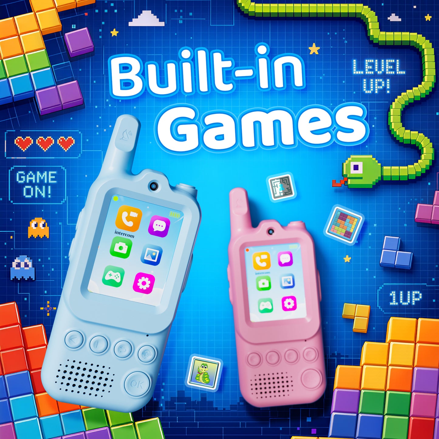 Contixo TK2 Kids Video Walkie Talkies with Camera (2 Pack) – 2.0” Screen Video Intercom, Voice & Photo Messaging, Kids 2-Way Radio with Emojis & Games, Rechargeable 2.4G Walkie Talkies for Boys & Girls Ages 3+