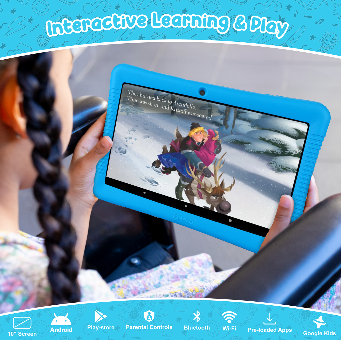 Contixo K102 10" Kids Tablet with Kids Bluetooth Karaoke and Two Microphones