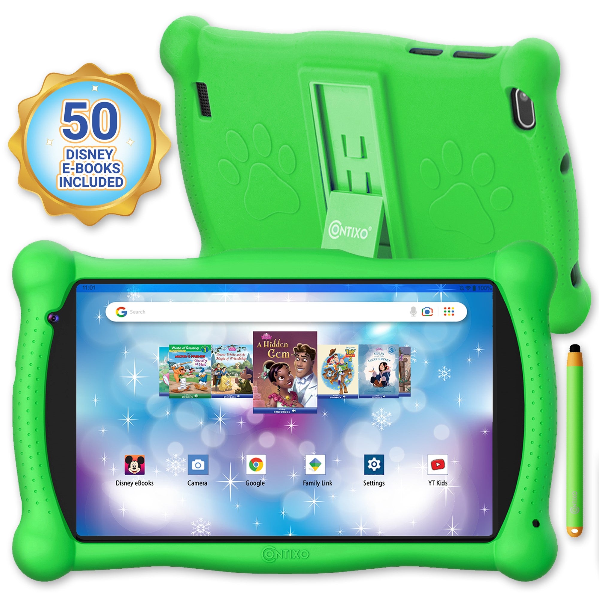 Contixo V10 Kids HD & Bluetooth 7" Tablet - 50 Disney eBooks, Kickstand & Stylus Included