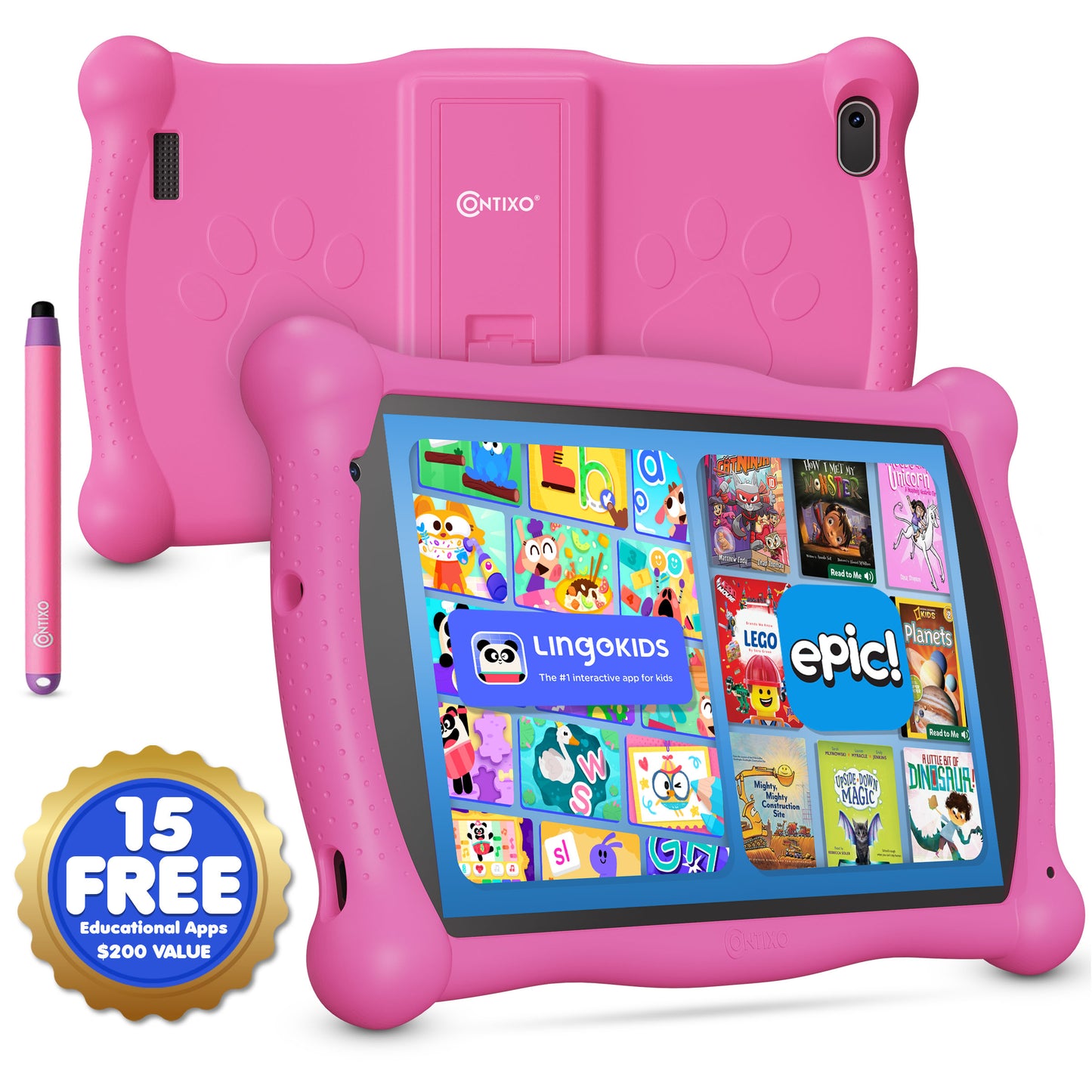 Contixo V10 Kids HD & Bluetooth 7" Tablet - 50 Disney eBooks, Kickstand & Stylus Included
