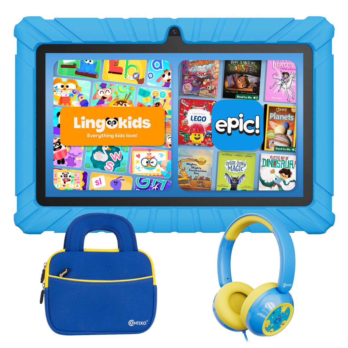 Contixo 7" Kids V8 Tablet Bundle | 32GB Android 13 |  KB7 Wired Headphones & Bag