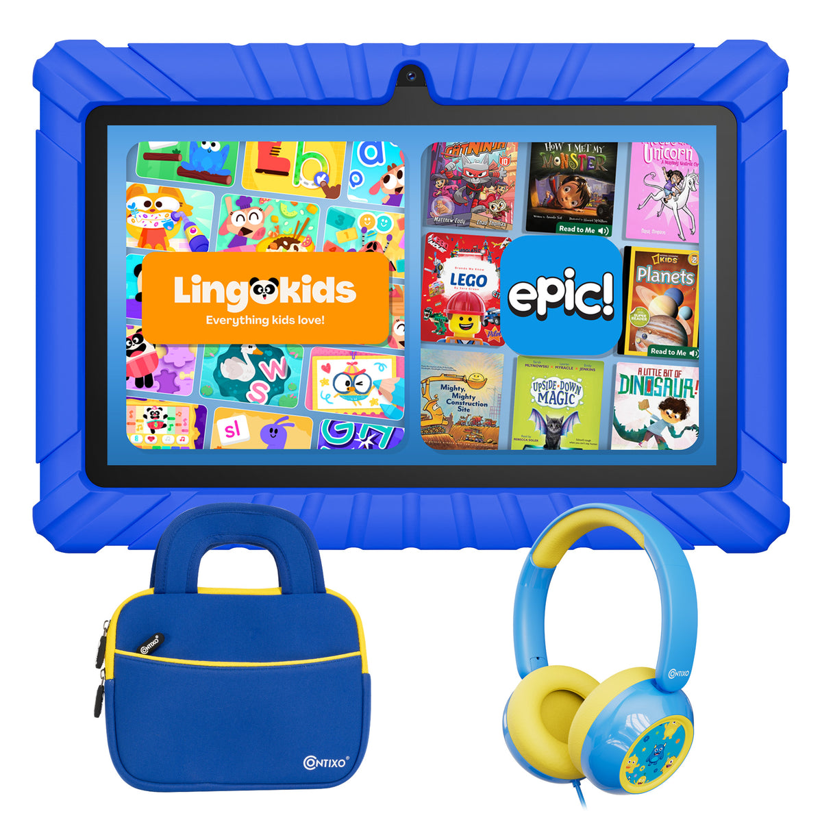 Contixo 7" Kids V8 Tablet Bundle | 32GB Android 13 |  KB7 Wired Headphones & Bag