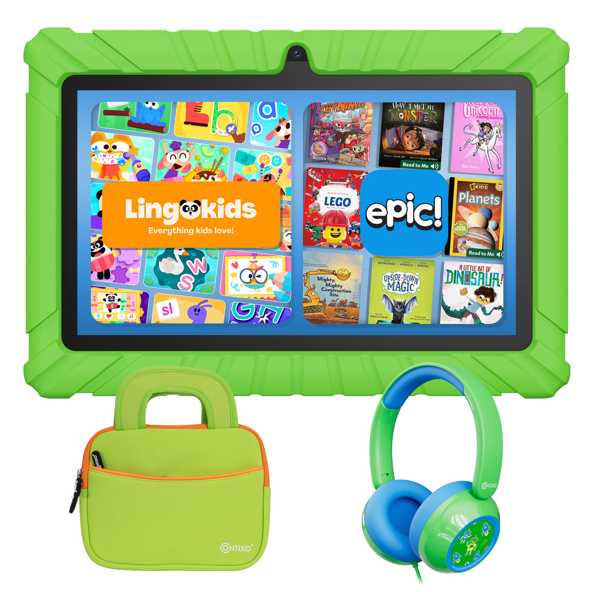 Contixo 7" Kids V8 Tablet Bundle | 32GB Android 13 |  KB7 Wired Headphones & Bag