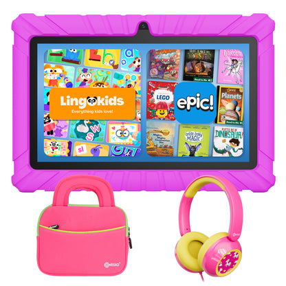 Contixo 7" Kids V8 Tablet Bundle | 32GB Android 13 |  KB7 Wired Headphones & Bag
