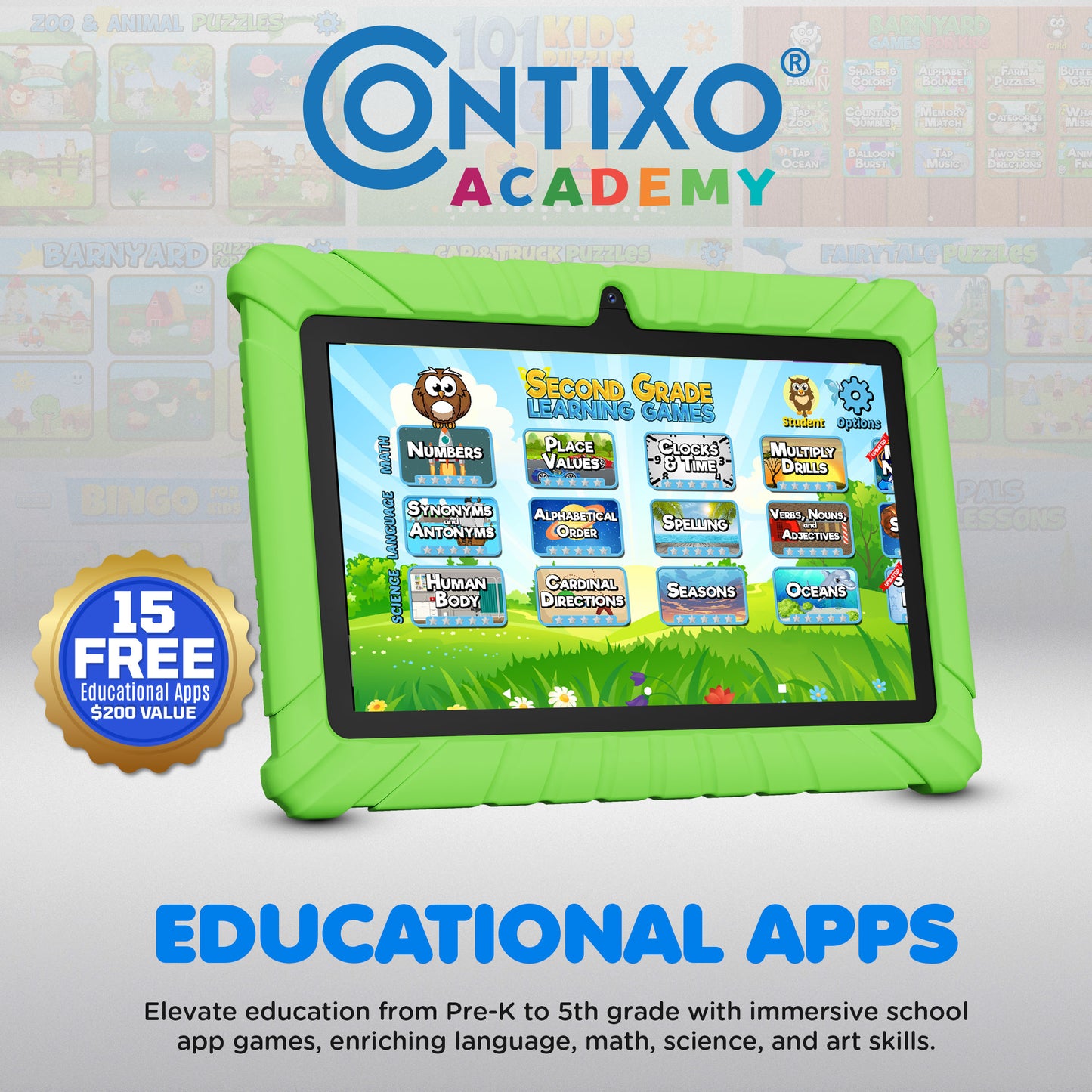 Contixo V8-2 - 7-Inch Kids Tablet - STEM Learning, 32GB, Wi-Fi, Parental Co