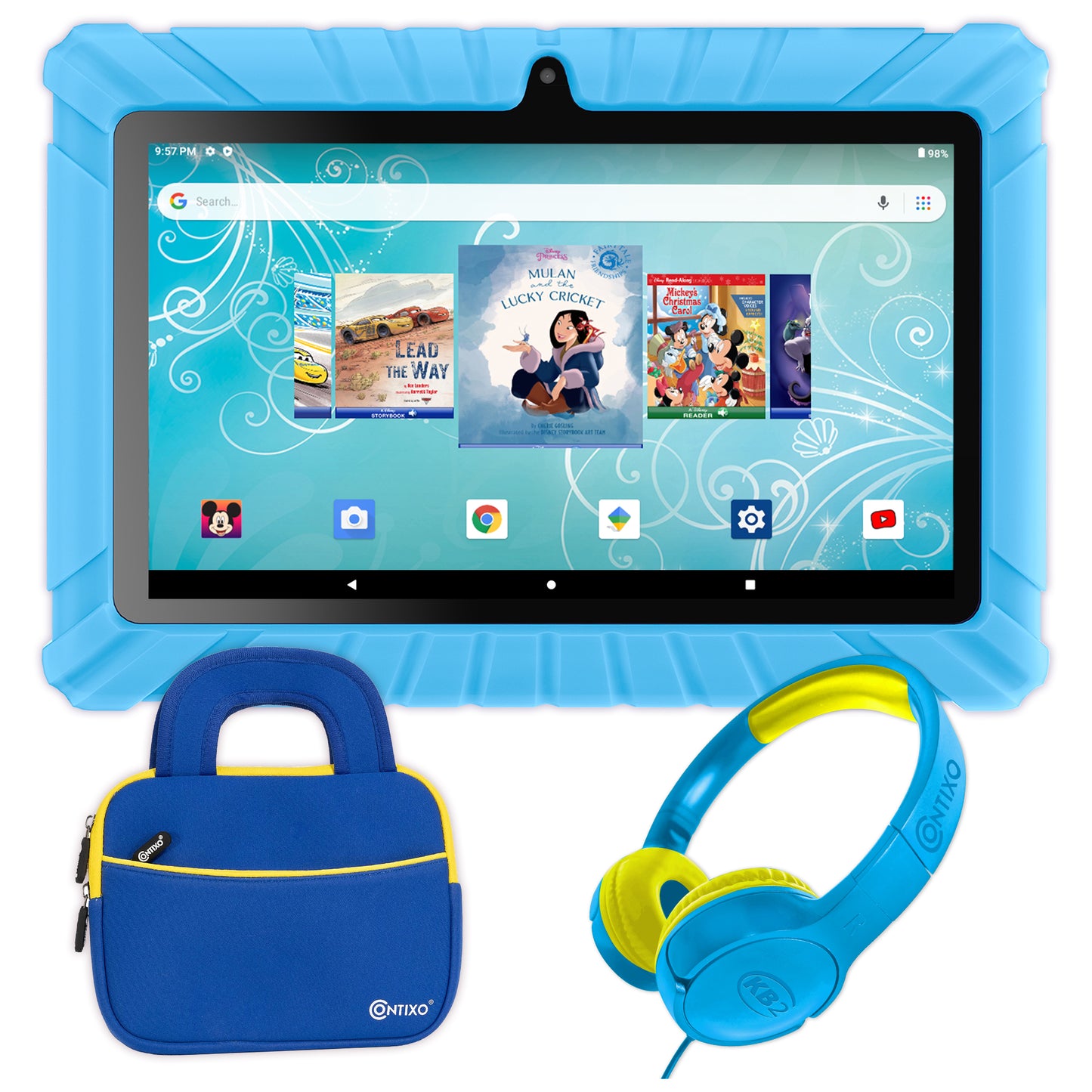 Contixo V8-2 7" Kids Tablet, Headphones, & Tablet Bag Bundle