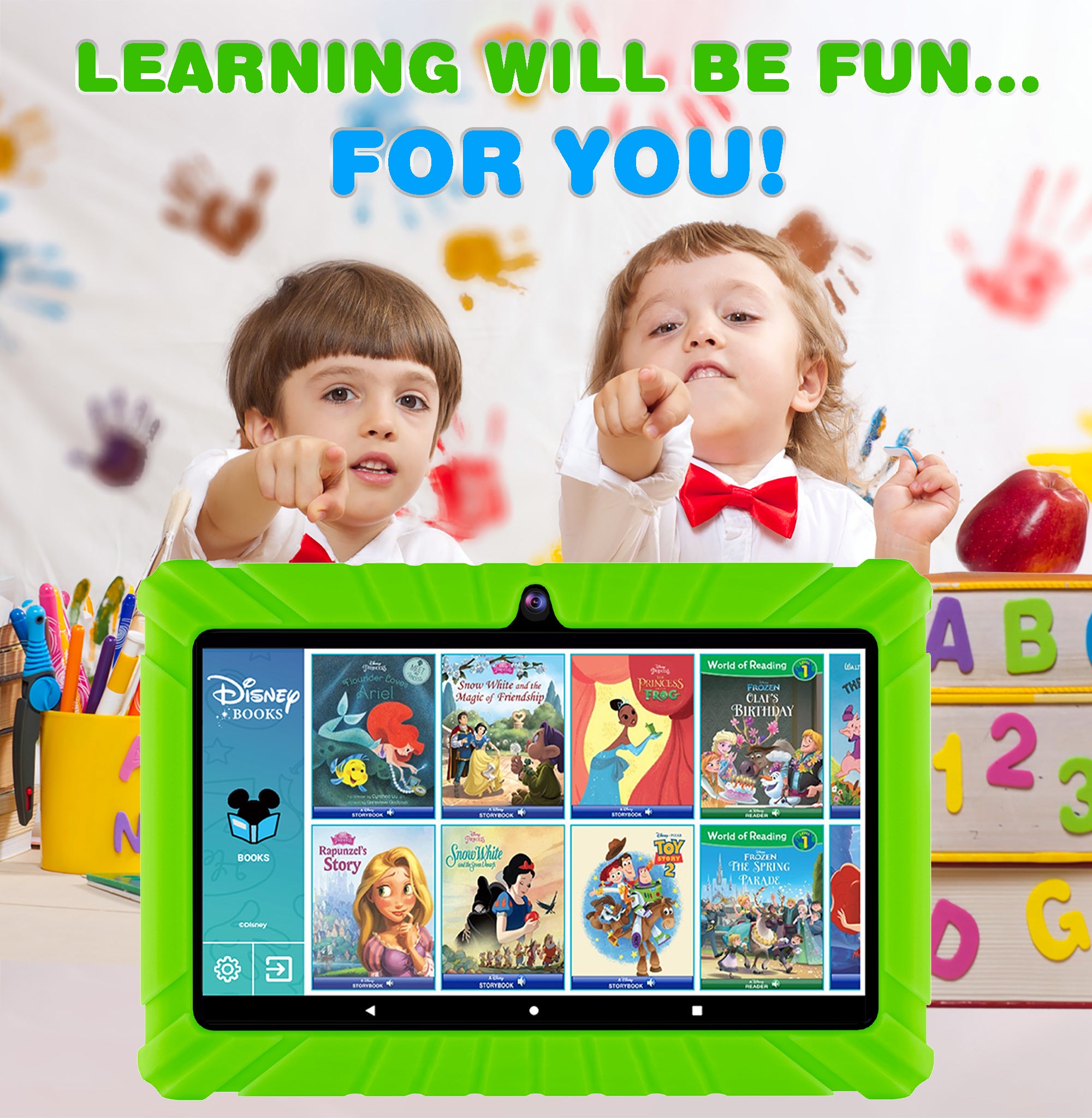 Contixo 7”V8-2 32GB Kids Tablet Featuring 50 Disney eBooks Ages 3-10