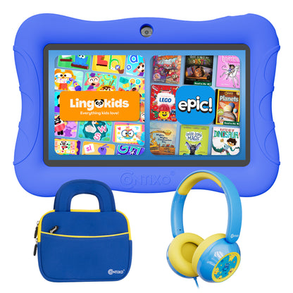 Contixo 7" Kids V9 Tablet Bundle | 32GB Android 13 | Wired KB7 Headphones & Bag